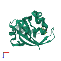 PDB entry 1gsv coloured by chain, top view.