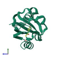 PDB entry 1gsx coloured by chain, side view.