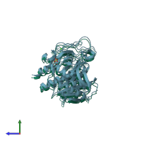 PDB entry 1gt9 coloured by chain, side view.