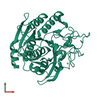 PDB entry 1gtg coloured by chain, front view.