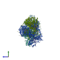 PDB entry 1gth coloured by chain, side view.