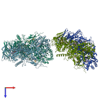 PDB entry 1gth coloured by chain, top view.