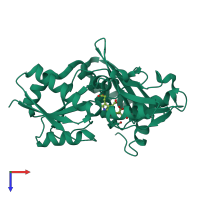 PDB entry 1gtk coloured by chain, top view.