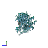 PDB entry 1gtl coloured by chain, side view.