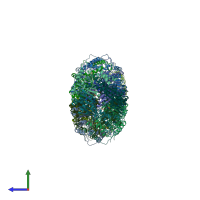 PDB entry 1gtp coloured by chain, side view.