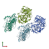 PDB entry 1gtt coloured by chain, front view.