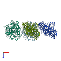PDB entry 1gtt coloured by chain, top view.