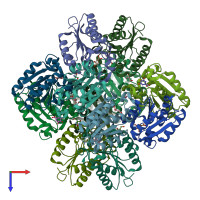 PDB entry 1gtz coloured by chain, top view.