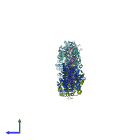 PDB entry 1gu6 coloured by chain, side view.