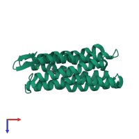 Monomeric assembly 1 of PDB entry 1gu8 coloured by chemically distinct molecules, top view.