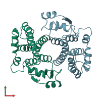 PDB entry 1guk coloured by chain, front view.