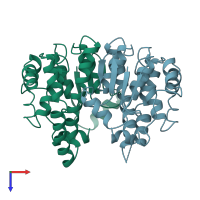 PDB entry 1guk coloured by chain, top view.