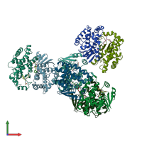 PDB entry 1gul coloured by chain, front view.