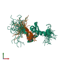 PDB entry 1guw coloured by chain, ensemble of 25 models, front view.