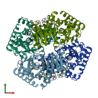 PDB entry 1guz coloured by chain, front view.