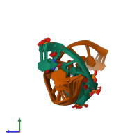 PDB entry 1gv6 coloured by chain, ensemble of 20 models, side view.