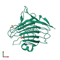 PDB entry 1gv9 coloured by chain, front view.