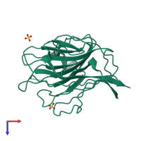 PDB entry 1gv9 coloured by chain, top view.