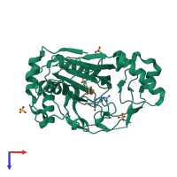 PDB entry 1gvg coloured by chain, top view.