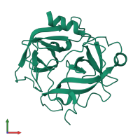 PDB entry 1gvl coloured by chain, front view.