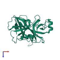 PDB entry 1gvl coloured by chain, top view.