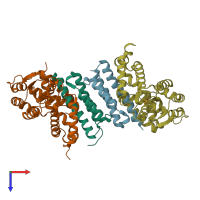 PDB entry 1gvn coloured by chain, top view.