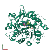 PDB entry 1gvs coloured by chain, front view.