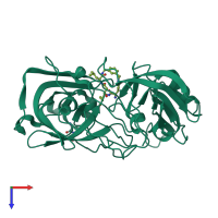 PDB entry 1gvv coloured by chain, top view.