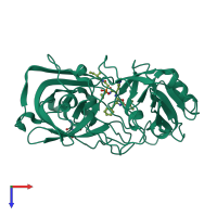 PDB entry 1gvw coloured by chain, top view.