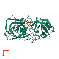 PDB entry 1gvx coloured by chain, top view.