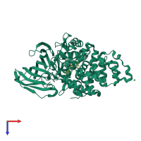 PDB entry 1gw6 coloured by chain, top view.