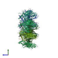 PDB entry 1gw7 coloured by chain, side view.