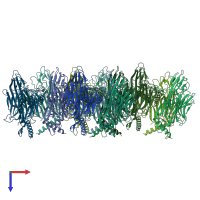 PDB entry 1gw7 coloured by chain, top view.