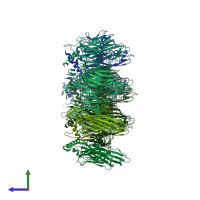 PDB entry 1gw8 coloured by chain, side view.