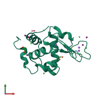 PDB entry 1gwd coloured by chain, front view.