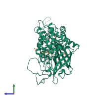 PDB entry 1gwe coloured by chain, side view.