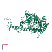 PDB entry 1gwe coloured by chain, top view.