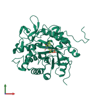 PDB entry 1gwj coloured by chain, front view.