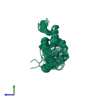 PDB entry 1gwp coloured by chain, ensemble of 20 models, side view.