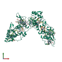PDB entry 1gws coloured by chain, front view.