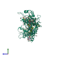 PDB entry 1gws coloured by chain, side view.