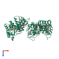 PDB entry 1gws coloured by chain, top view.