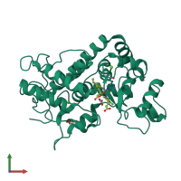 PDB entry 1gwu coloured by chain, front view.