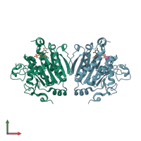 PDB entry 1gww coloured by chain, front view.