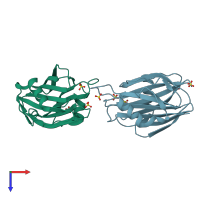 PDB entry 1gwy coloured by chain, top view.