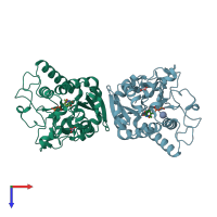 PDB entry 1gx0 coloured by chain, top view.