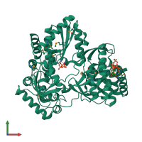 PDB entry 1gx5 coloured by chain, front view.