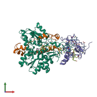 PDB entry 1gx7 coloured by chain, front view.