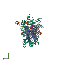 PDB entry 1gx7 coloured by chain, side view.