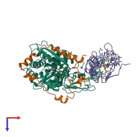 PDB entry 1gx7 coloured by chain, top view.